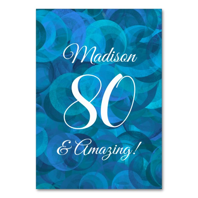 Numéro De Table Elégant Ocean Blue 80 et fête d'anniversaire Extra (Par défaut)