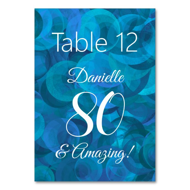 Numéro De Table Elégant Ocean Blue 80 et fête d'anniversaire Extra (Par défaut)