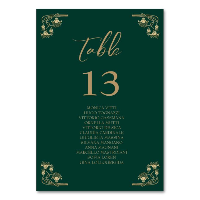 Numéro De Table Elégant or Art Déco mariage Table assise (Par défaut)