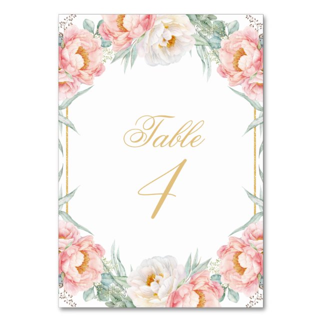 Numéro De Table Elégant or rose Floral Quinceañera (Par défaut)
