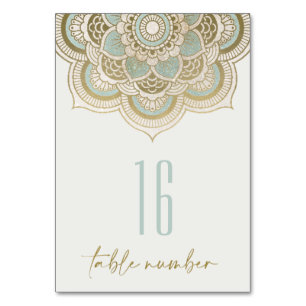 Numéro De Table Elégant Ornate Gold Foil Turquoise Turquoise Manda