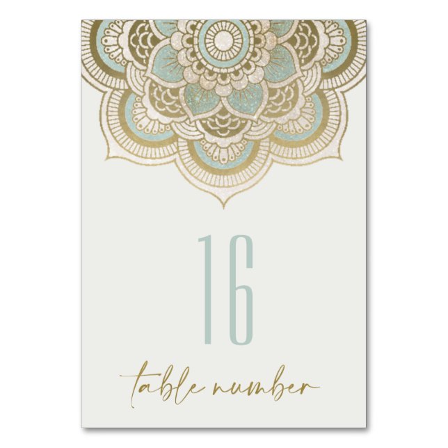 Numéro De Table Elégant Ornate Gold Foil Turquoise Turquoise Manda (Par défaut)