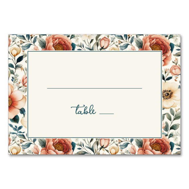 Numéro De Table Elegant Pastel Floral Border (Devant)