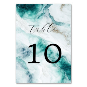 Numéro De Table Elégant Peacock Green Marble Mariage