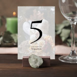 Numéro De Table Elegant Photo Wedding Table Number Card<br><div class="desc">Bring a refined and cohesive touch to your reception tables with this elegant wedding table number card. Designed with a soft photo background and a minimalist overlay, the bold table number stands out beautifully while maintaining a romantic, modern aesthetic. The clean layout highlights the table number in a striking yet...</div>