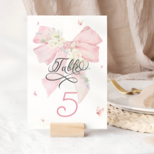 Numéro de table Elegant Pink Bow