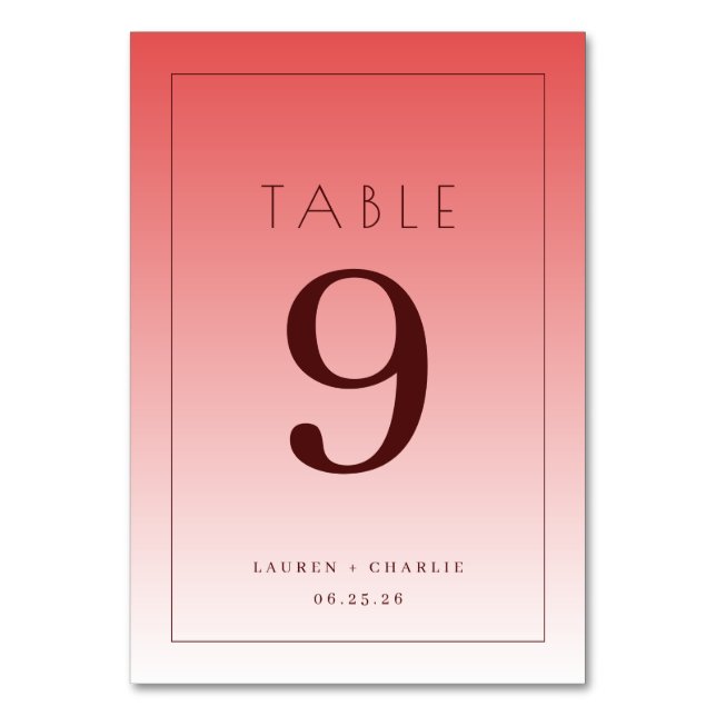 Numéro De Table Elegant Pink Gradient Table Number (Par défaut)