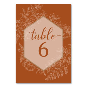 Numéro De Table Élégant Polygone géométrique Terra Cotta