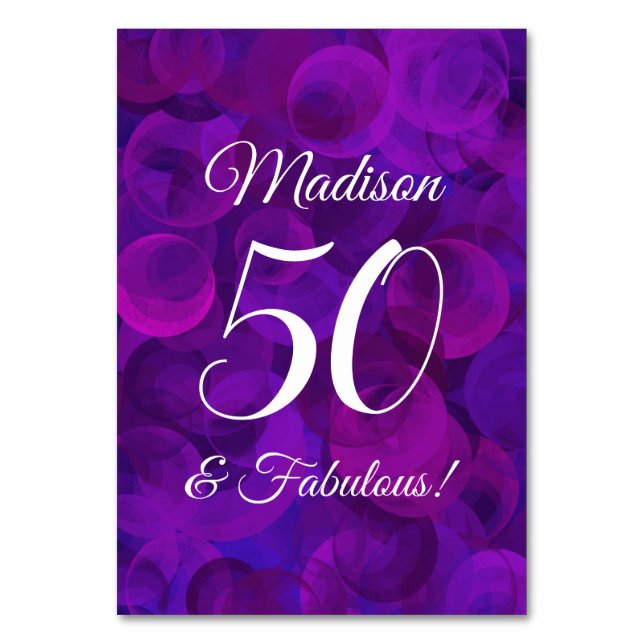 Numéro De Table Elégant Purple 50 et Fabuleux fête d'anniversaire (Par défaut)