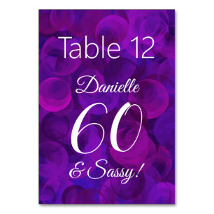 Numéro De Table Elegant Purple 60 et Sassy Anniversaire Nom de la 