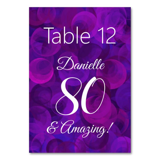 Numéro De Table Elégant Purple 80 et fête d'anniversaire Extraordi (Par défaut)