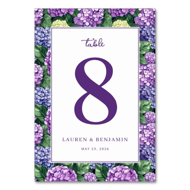 Numéro De Table Elegant Purple Floral Hydrangea (Par défaut)