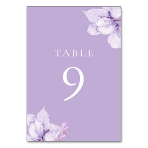 Numéro De Table Élégant Purple Floral Toutes les saisons Mariage