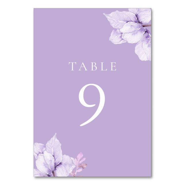Numéro De Table Élégant Purple Floral Toutes les saisons Mariage (Par défaut)