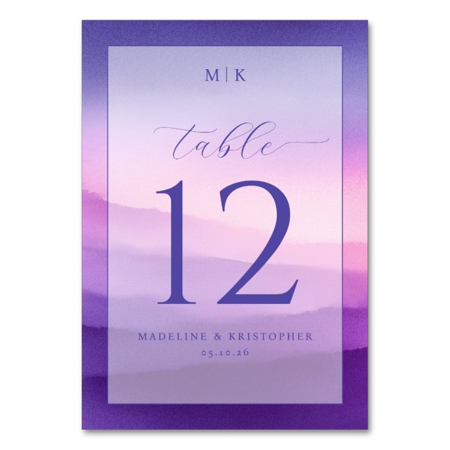 Numéro De Table Elegant Purple Gradient Table Number (Par défaut)
