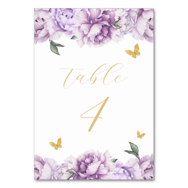 Numéro De Table Élégant Quinceañera Floral Violet (Par défaut)