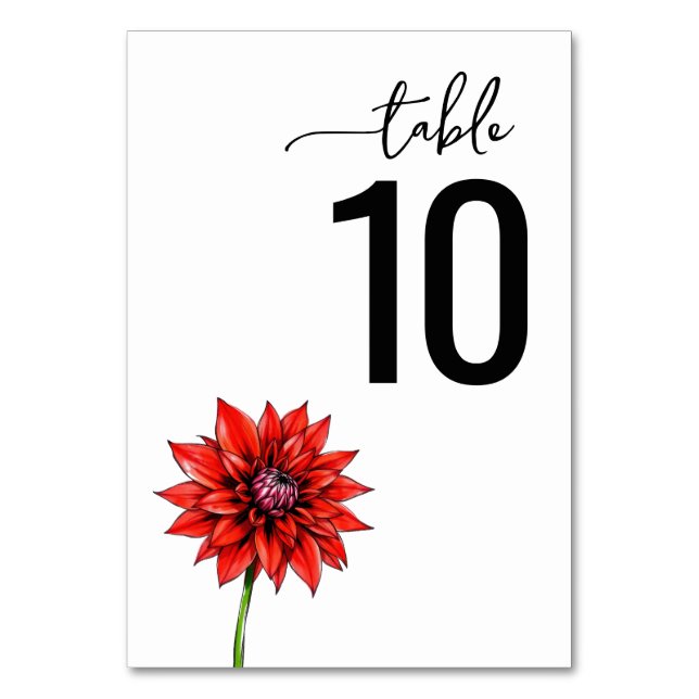 Numéro De Table Elegant Red Floral Table Number Sign (Par défaut)