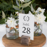 Numéro De Table Élégant romantique Laurel Monogram Mariage<br><div class="desc">Carte de table mariage monogrammé avec une combinaison d'un script mariage classique et d'élégantes polices serif,  verdure et noire sur un arrière - plan blanc.</div>