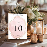 Numéro De Table Elégant rose Aquarelle Bat mitzvah personnalisé<br><div class="desc">Cette jolie carte de table a un cadre géométrique et une aquarelle avec votre numéro de table et nom d'événement ou autre personnalisation. Le dos est décoré de la même façon. Utilisez le formulaire modèle pour ajouter vos propres informations. Tout ce que vous tapez sur l'avant sera automatiquement placé sur...</div>