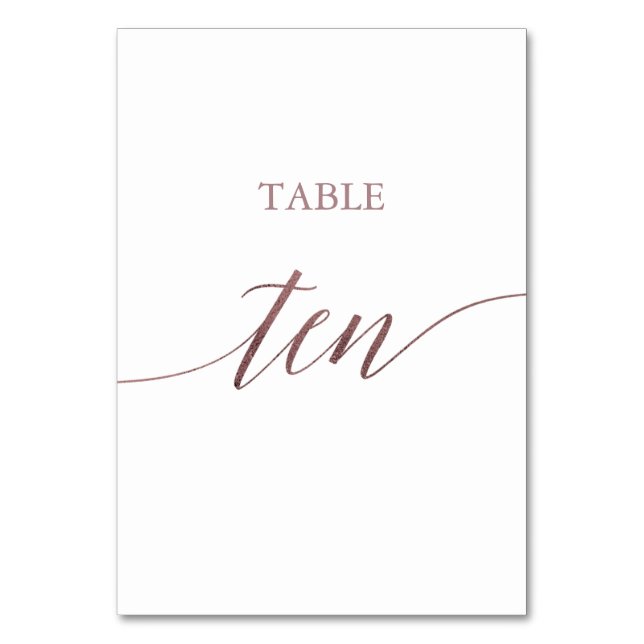 Numéro De Table Élégant Rose Gold Calligraphie Tableau Dix (Par défaut)