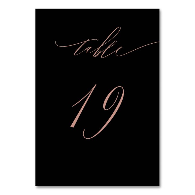 Numéro De Table Élégant Rose noir Gold Script 19 Mariage (Par défaut)