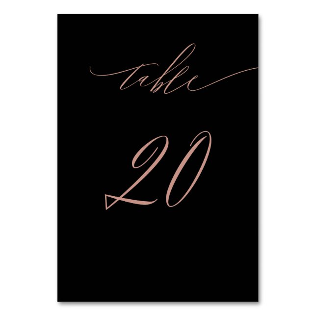 Numéro De Table Élégant Rose noir Gold Script 20 Mariage (Par défaut)