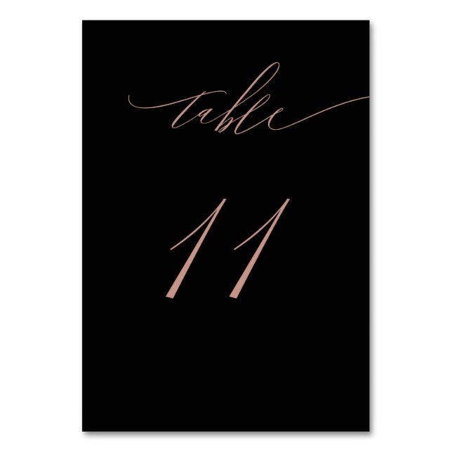 Numéro De Table Élégant Rose noir Gold Script No 11 Mariage (Par défaut)