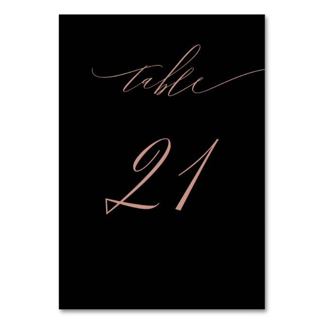 Numéro De Table Élégant Rose noir Gold Script No 21 Mariage (Par défaut)