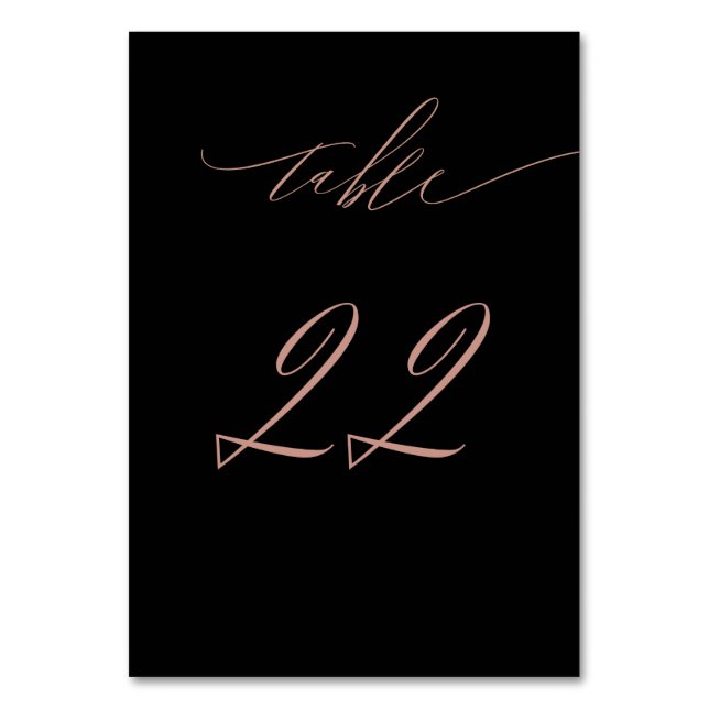 Numéro De Table Élégant Rose noir Gold Script No 22 Mariage (Par défaut)