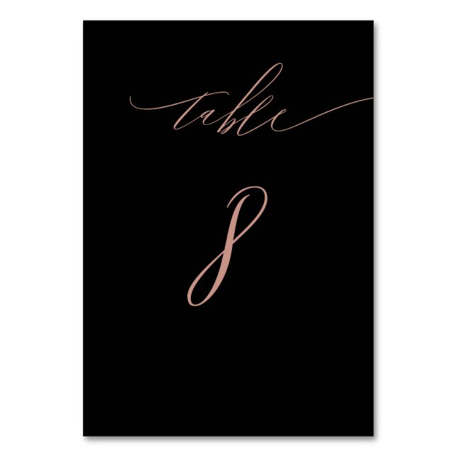 Numéro De Table Élégant Rose noir Gold Script No 8 Mariage (Par défaut)