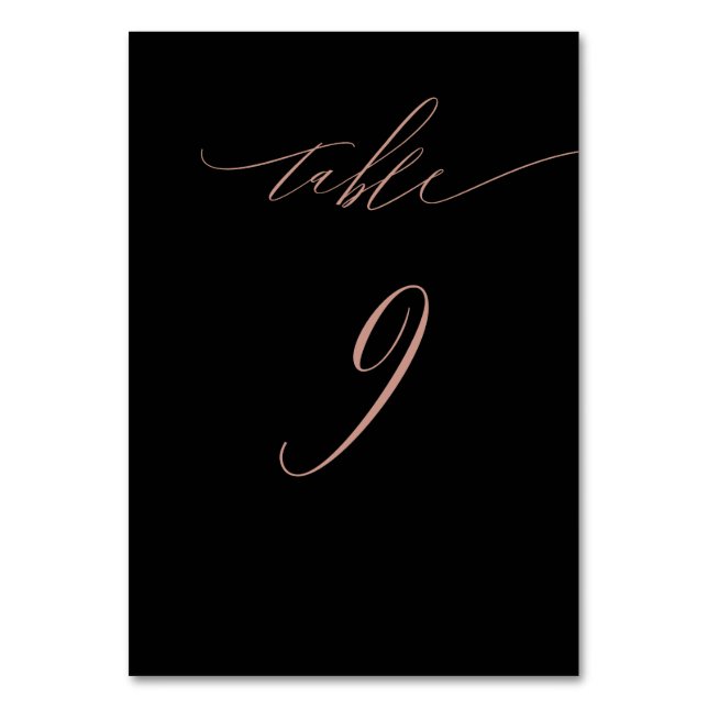 Numéro De Table Élégant Rose noir Gold Script No 9 Mariage (Par défaut)