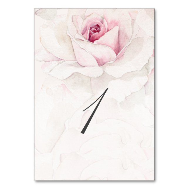 Numéro De Table Elégant rose rose Aquarelle Floral Script Mariage (Par défaut)