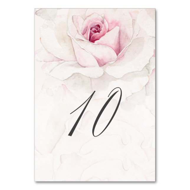 Numéro De Table Elégant rose rose rose aquarelle Floral No 10 Mari (Par défaut)