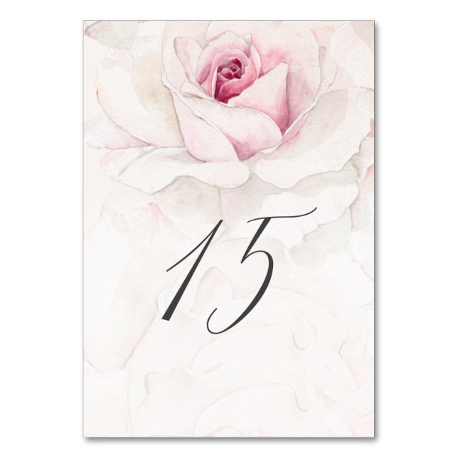 Numéro De Table Elégant rose rose rose aquarelle Floral No 15 Mari (Par défaut)