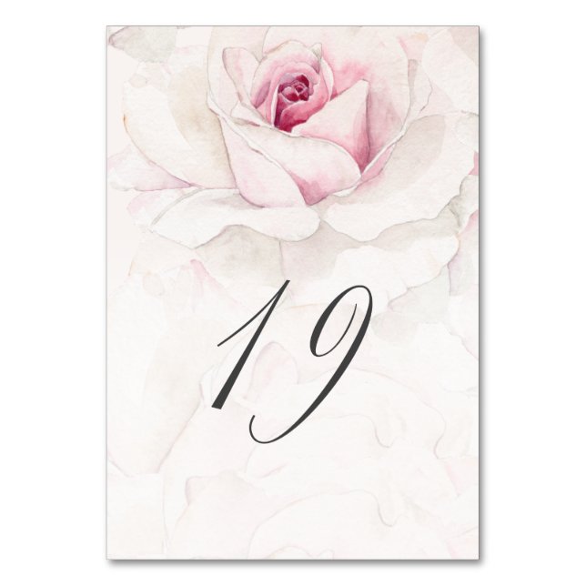 Numéro De Table Elégant rose rose rose aquarelle Floral No 19 Mari (Par défaut)