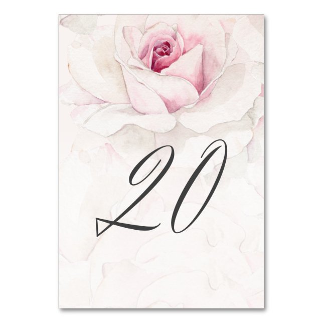 Numéro De Table Elégant rose rose rose aquarelle Floral No 20 Mari (Par défaut)