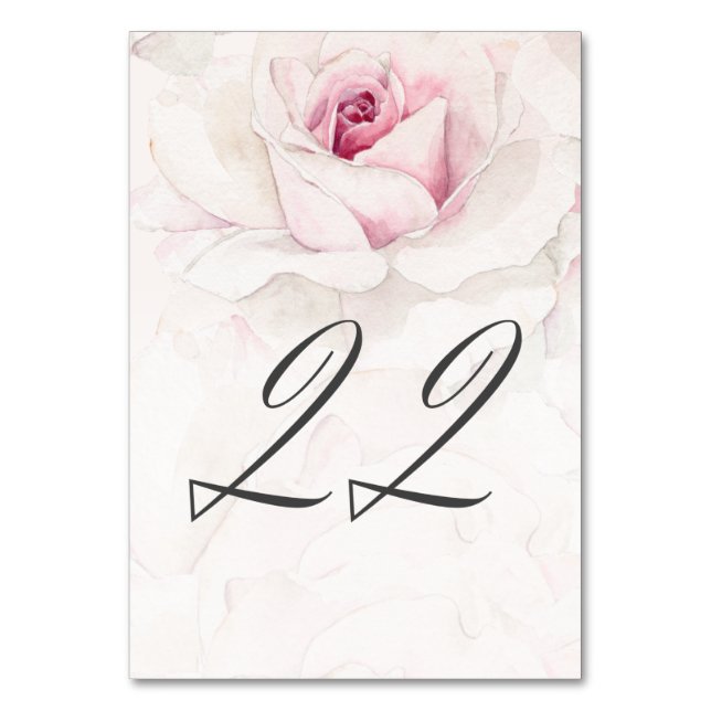 Numéro De Table Elégant rose rose rose aquarelle Floral No 22 Mari (Par défaut)
