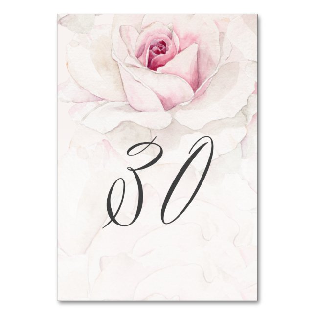 Numéro De Table Elégant rose rose rose aquarelle Floral No 30 Mari (Par défaut)