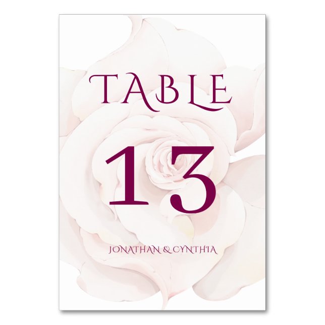 Numéro De Table Élégant rose rose rose rose rose rose Aquarelle Ma (Dos)
