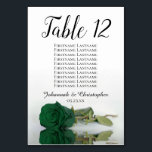 Numéro De Table Élégant Rose vert émeraude Mariage de tableau de s<br><div class="desc">Ces cartes de numéro de table vous permettront de trouver facilement votre place à la réception de votre mariage. Elles présentent un design simple mais élégant avec une calligraphie en dentelle et un rose couleur vert émeraude sur son côté avec des vagues ondulées et des reflets. La carte comprend un...</div>