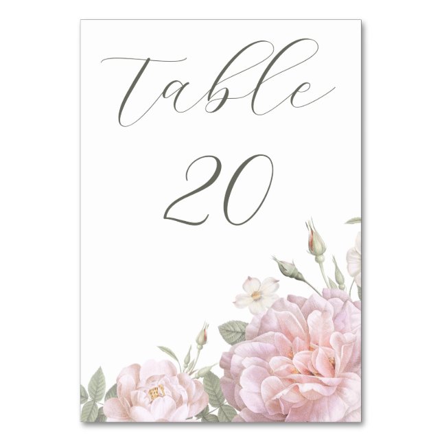 Numéro De Table Elégant Roses Rose Jardin Mariage (Par défaut)