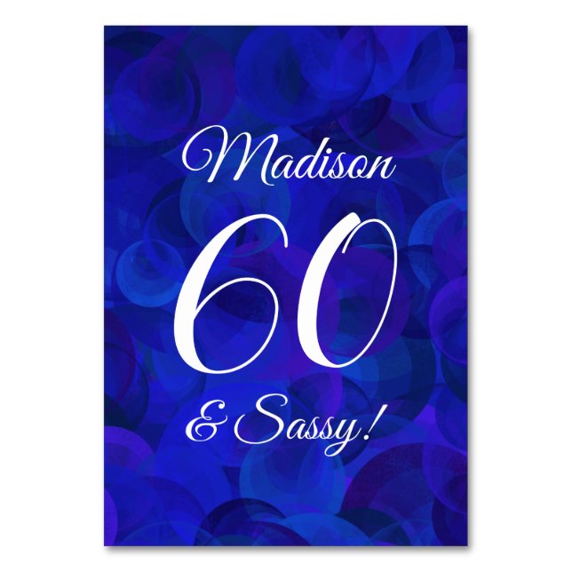 Numéro De Table Elégant Royal Blue 60 & Sassy Birthday Party (Par défaut)