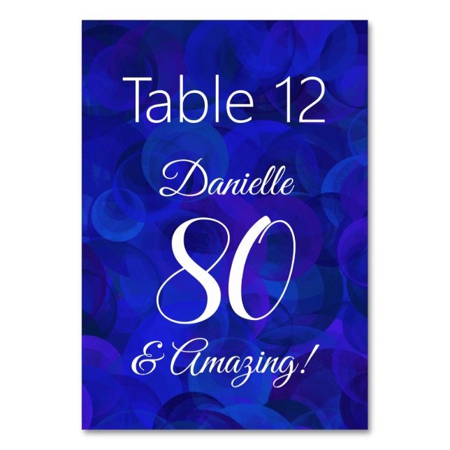 Numéro De Table Elégant Royal Blue 80 et fête d'anniversaire Extra (Par défaut)