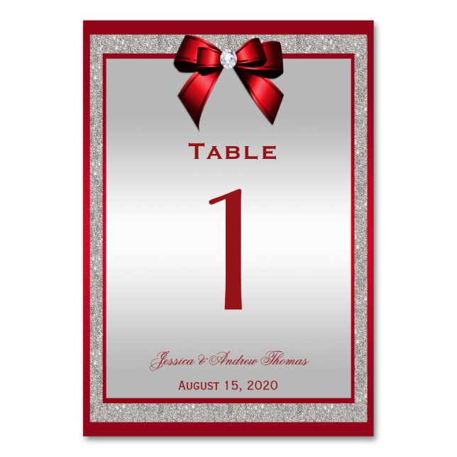 Numéro De Table Elégant Ruby Red & Silver Parties scintillant Mari (Par défaut)