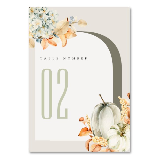 Numéro De Table Élégant Rustique Automne Citrouille Feuilles Flora (Par défaut)
