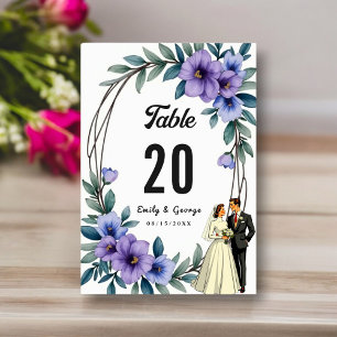 Numéro De Table Élégant Rustique Floral Wreath Bride Mariage de ch