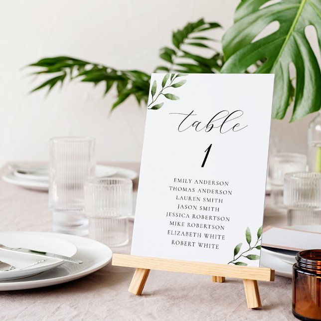 Numéro De Table Elégant Sage Greenery Mariage Seating Chart (Créateur téléchargé)