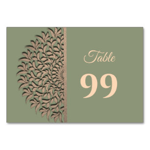 Numéro De Table Elégant Sage moderne vert & or classique mandala T