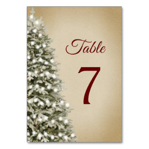 Numéro De Table Élégant sapin de Noël sur Kraft Mariage