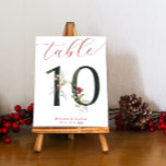Numéro De Table Élégant Script Berries d'hiver Tableau 10<br><div class="desc">Élégant Script Berries d'hiver Rouge et vert Numéro de table - Tableau 10</div>